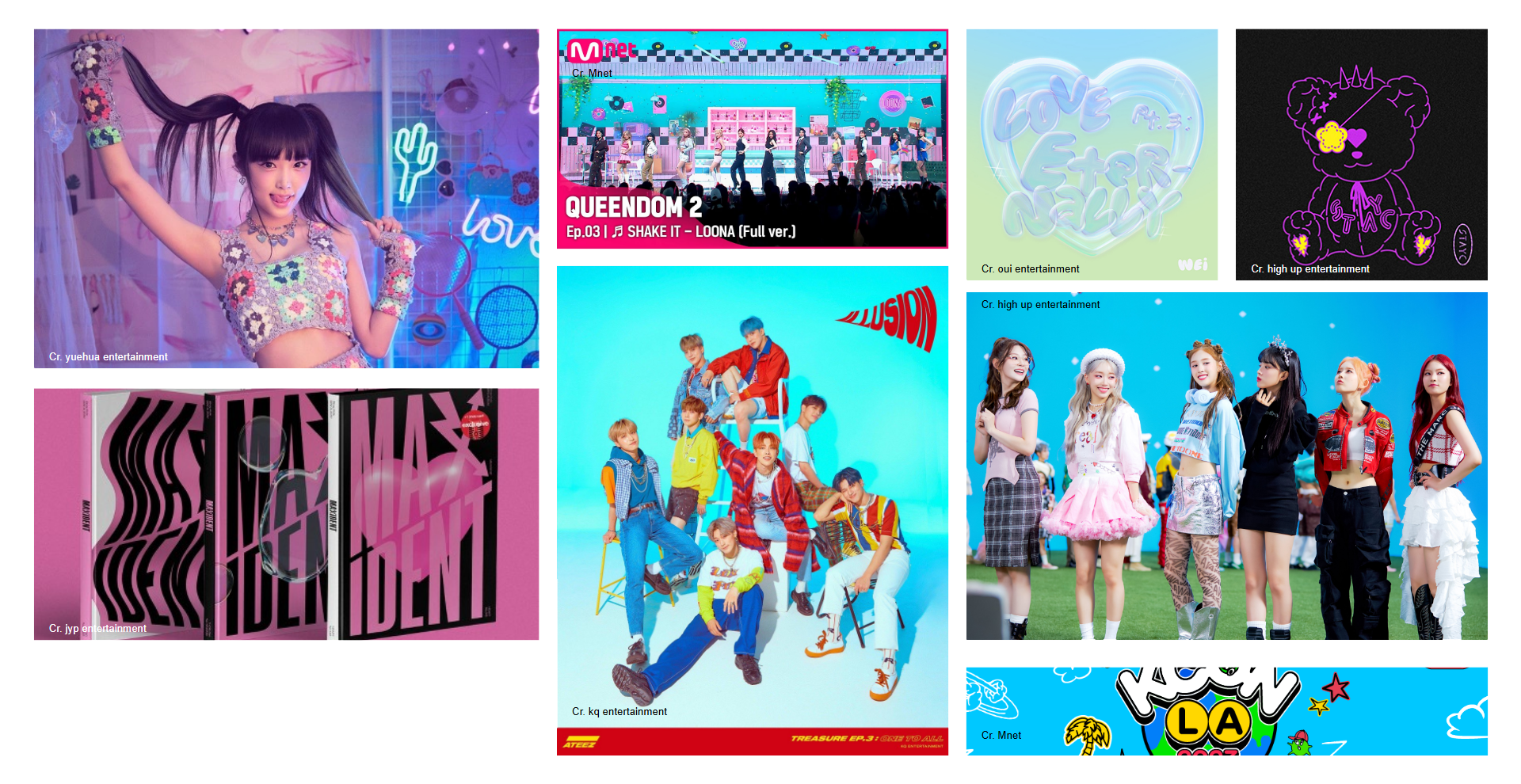 various kpop group concept photos and album covers as inspiration