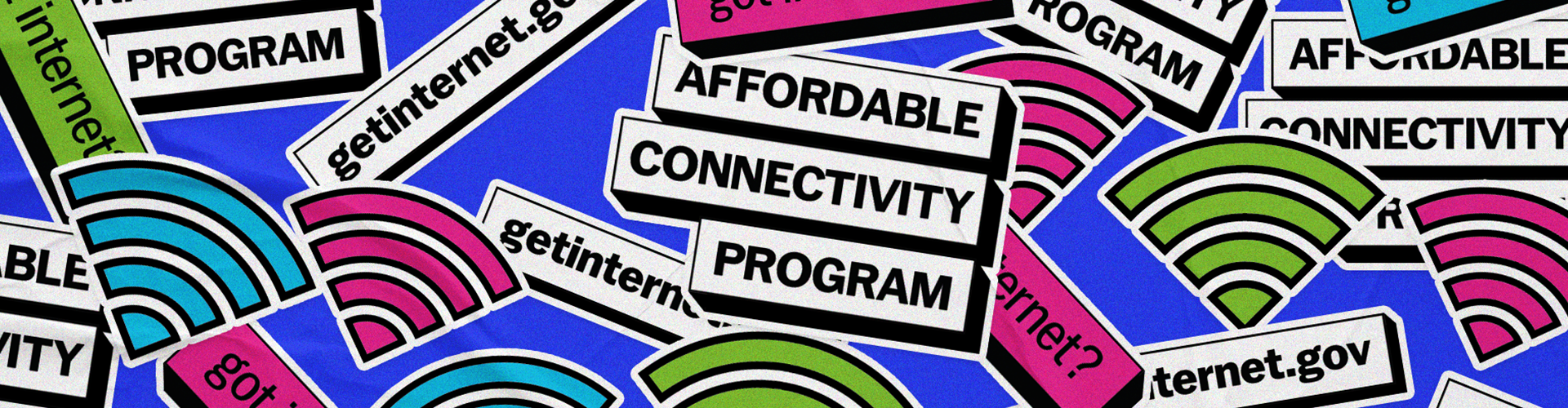 collage of affordable Connectivity Program stickers